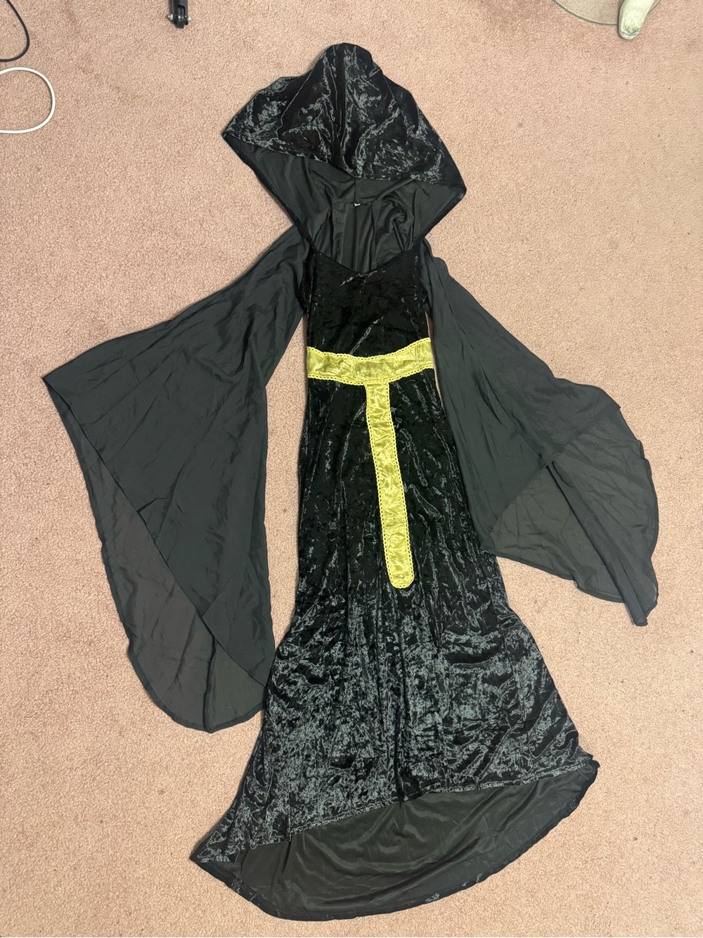 New Med black renaissance dress gown Costume Midevil hood princess velvet